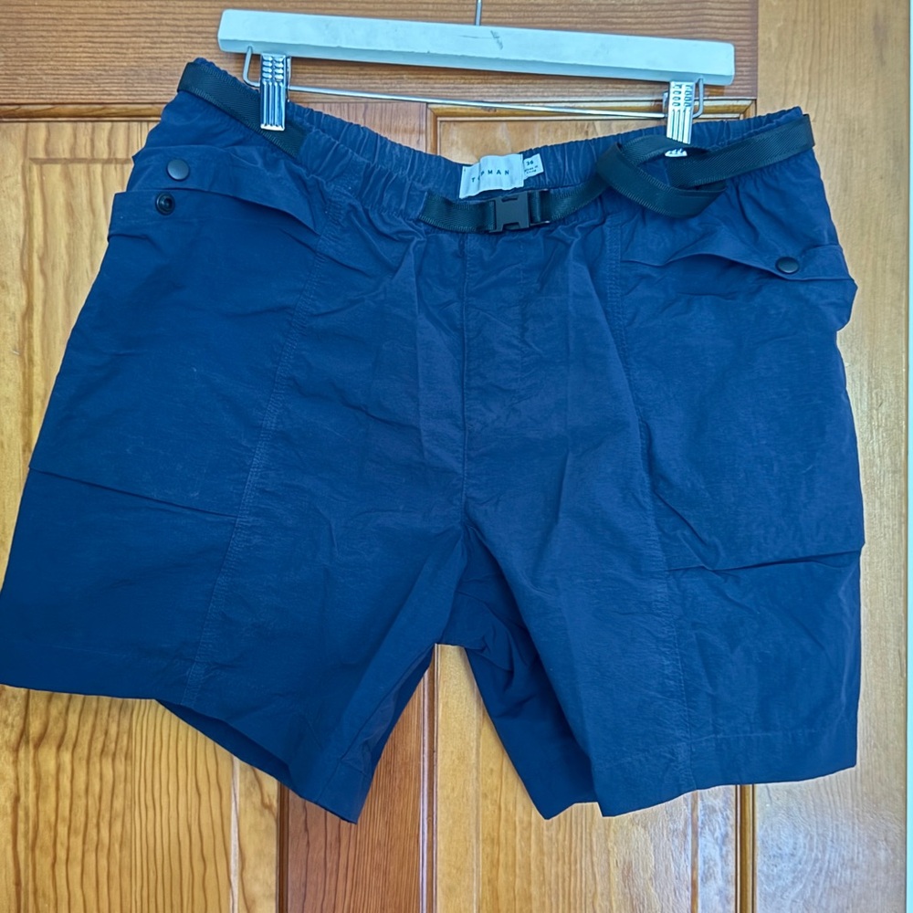 Topman Blue Cargo Shorts Relaxed Fit